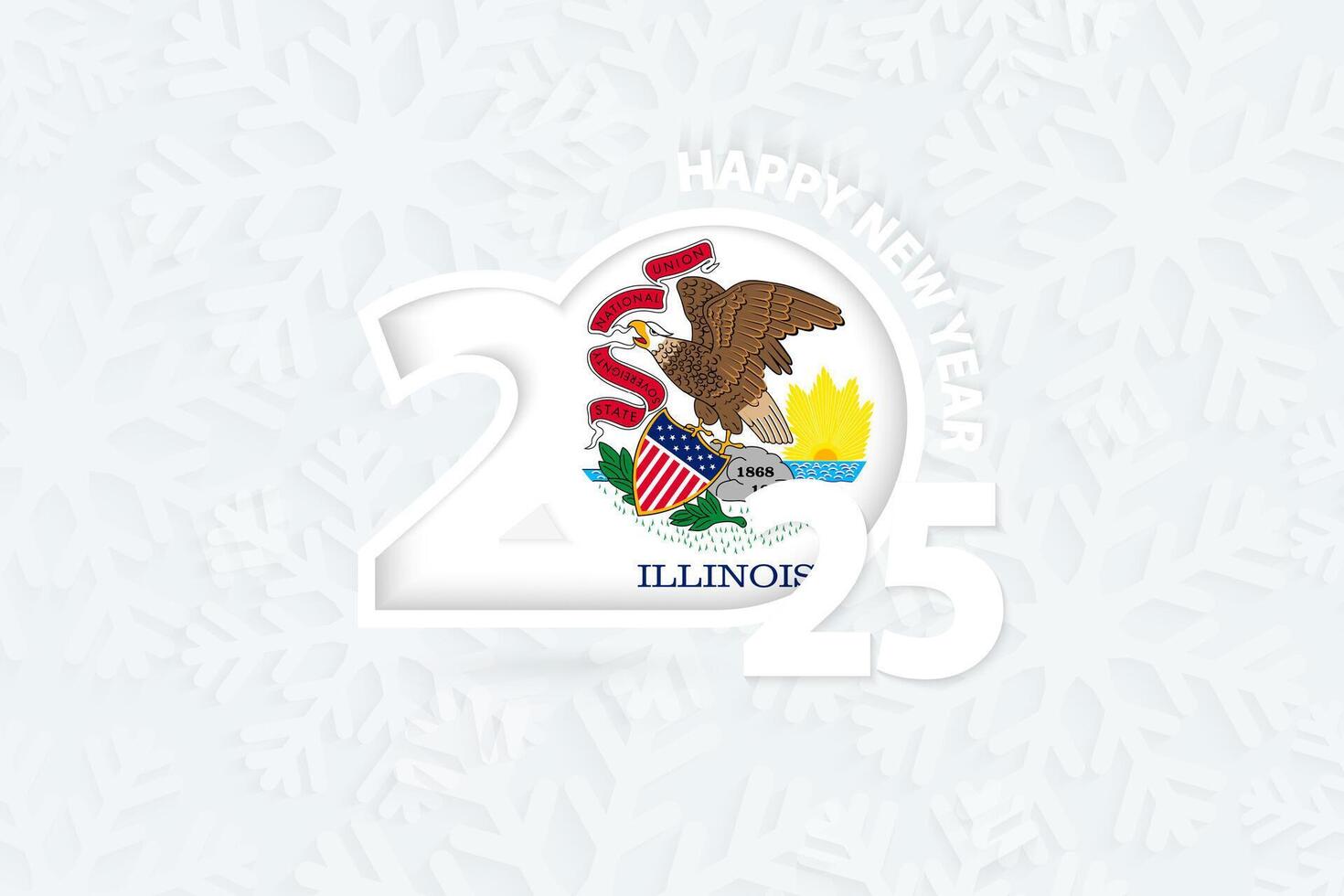 New Year 2025 for Illinois on snowflake background. vector