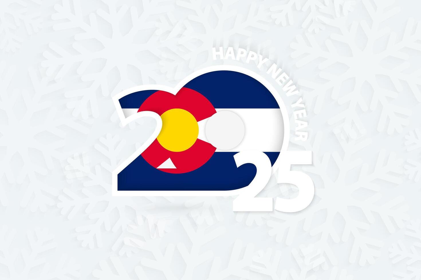 New Year 2025 for Colorado on snowflake background. vector