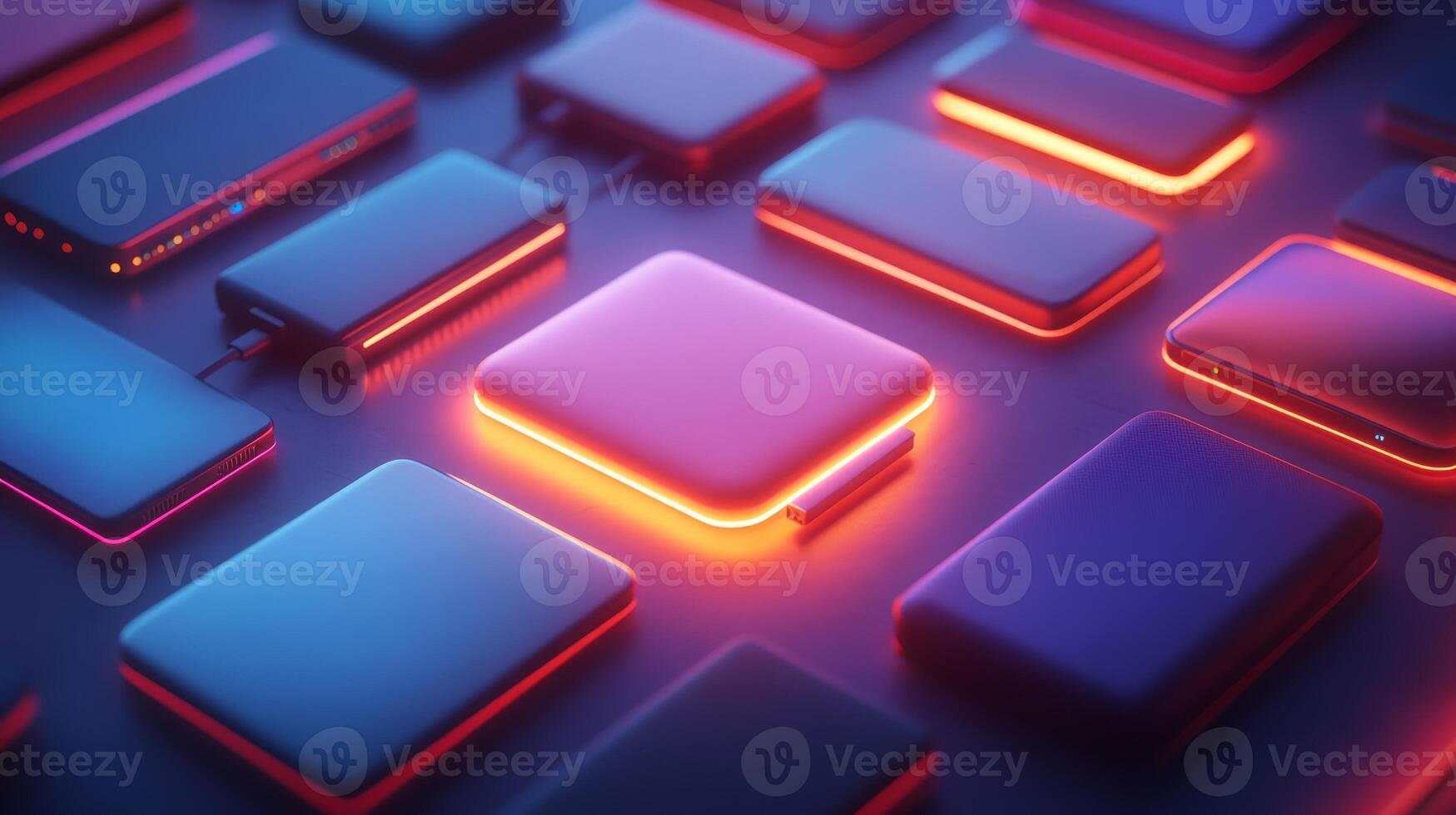 A glowing square with many different colored lights photo