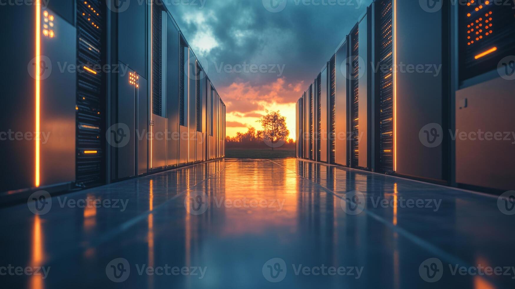 A row of servers in a data center photo