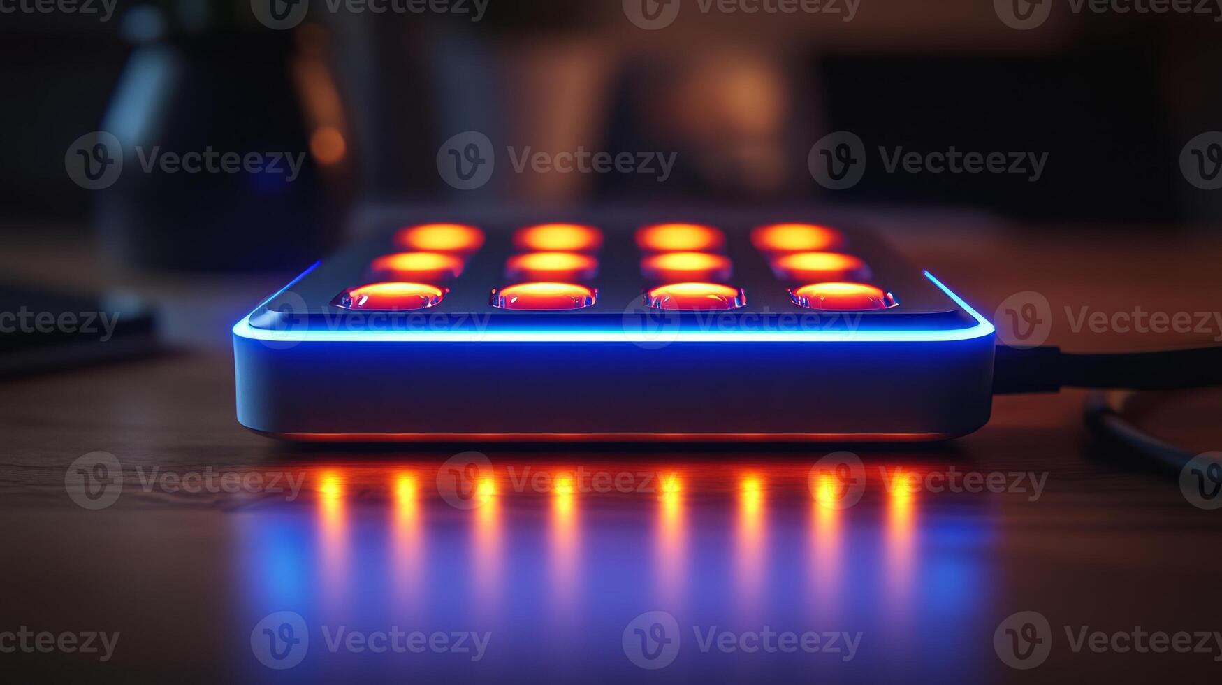 A small box with red and blue lights on it photo