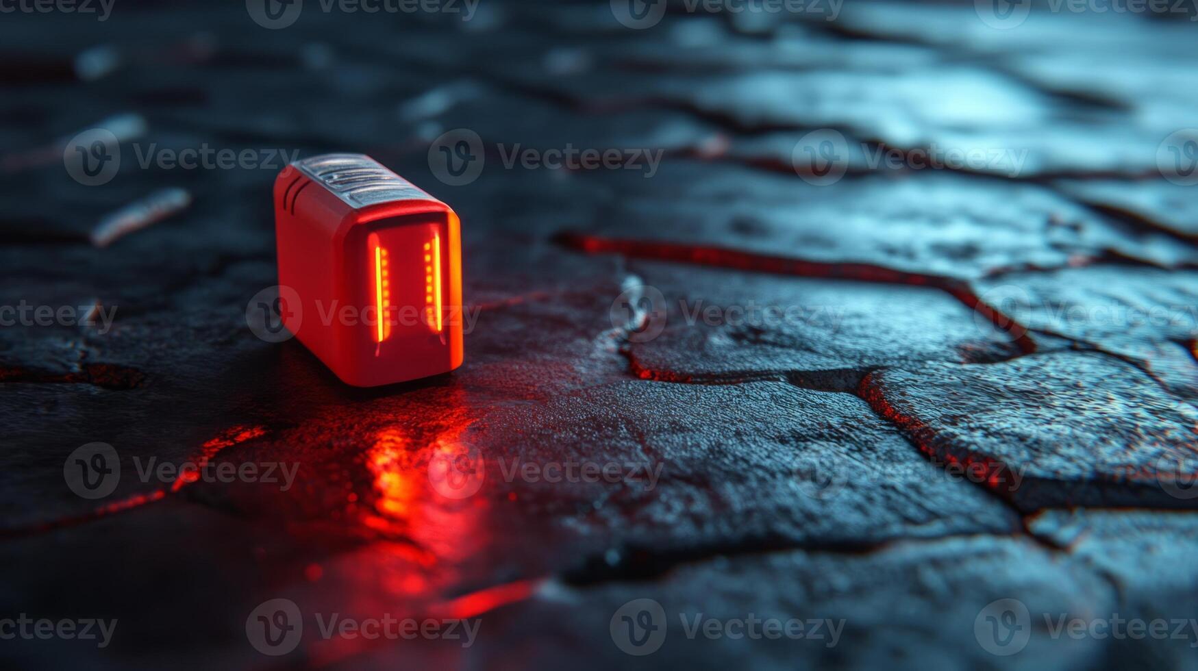 A red light is on a black surface photo