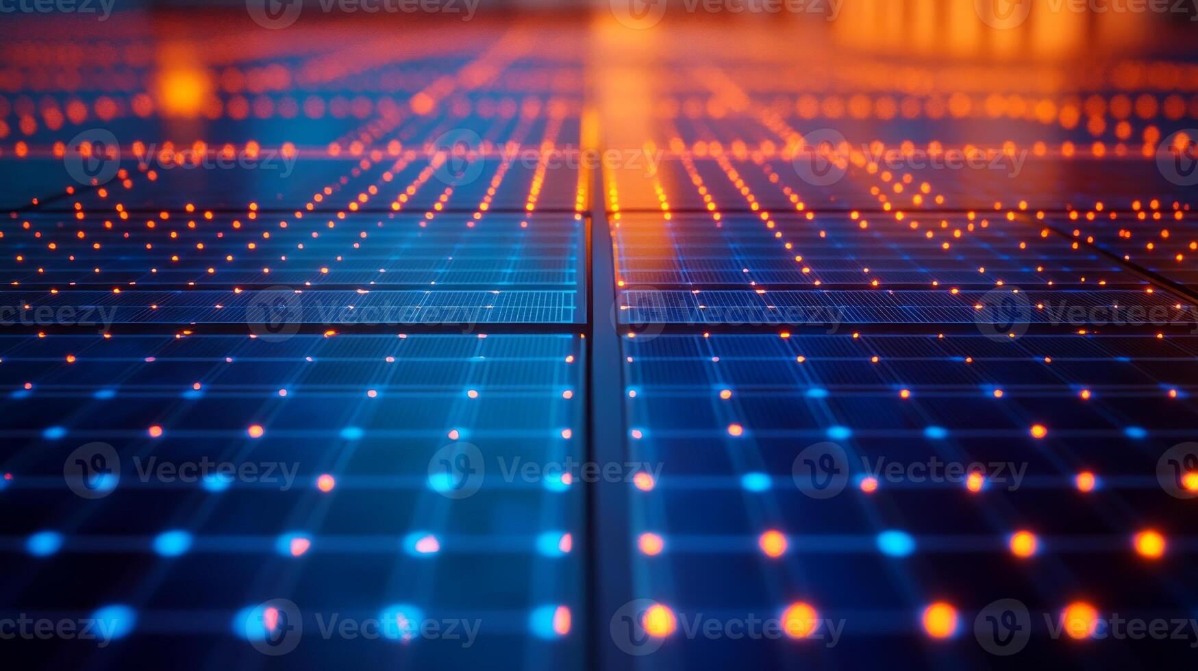 A close up of a glowing grid of lights photo