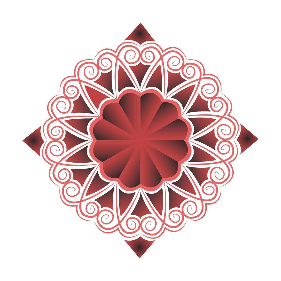 Red color flower mandala design vector