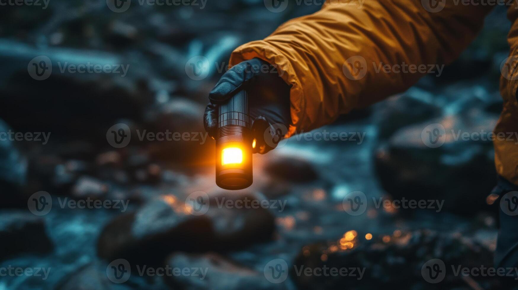 A person holding a flashlight in their hand photo