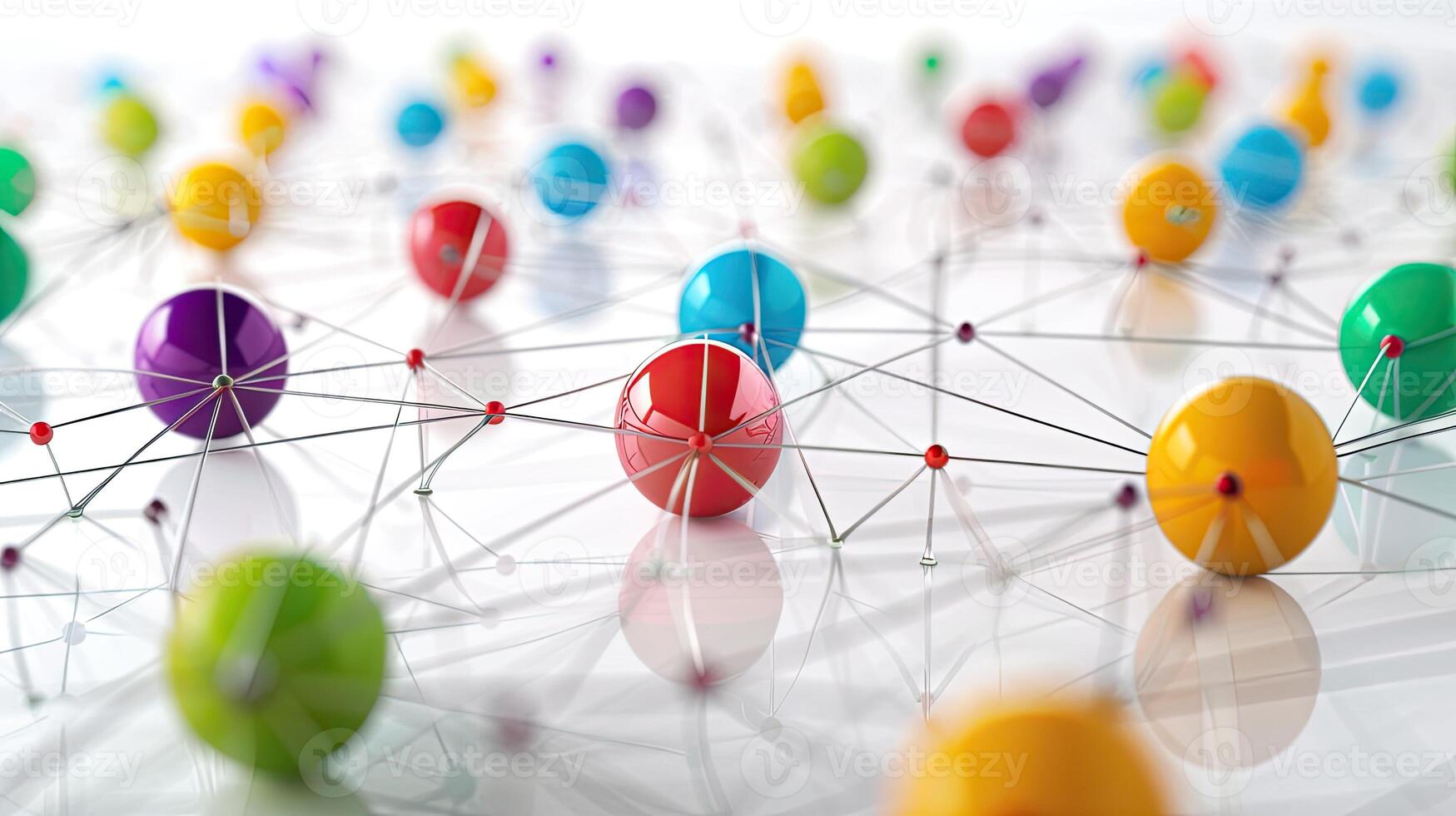 Many colorful balls are connected to each other photo