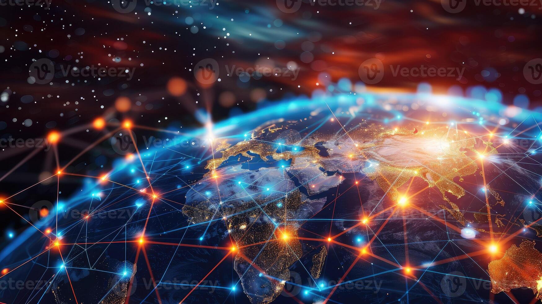 The world is connected with network lines and dots, 3d rendering photo