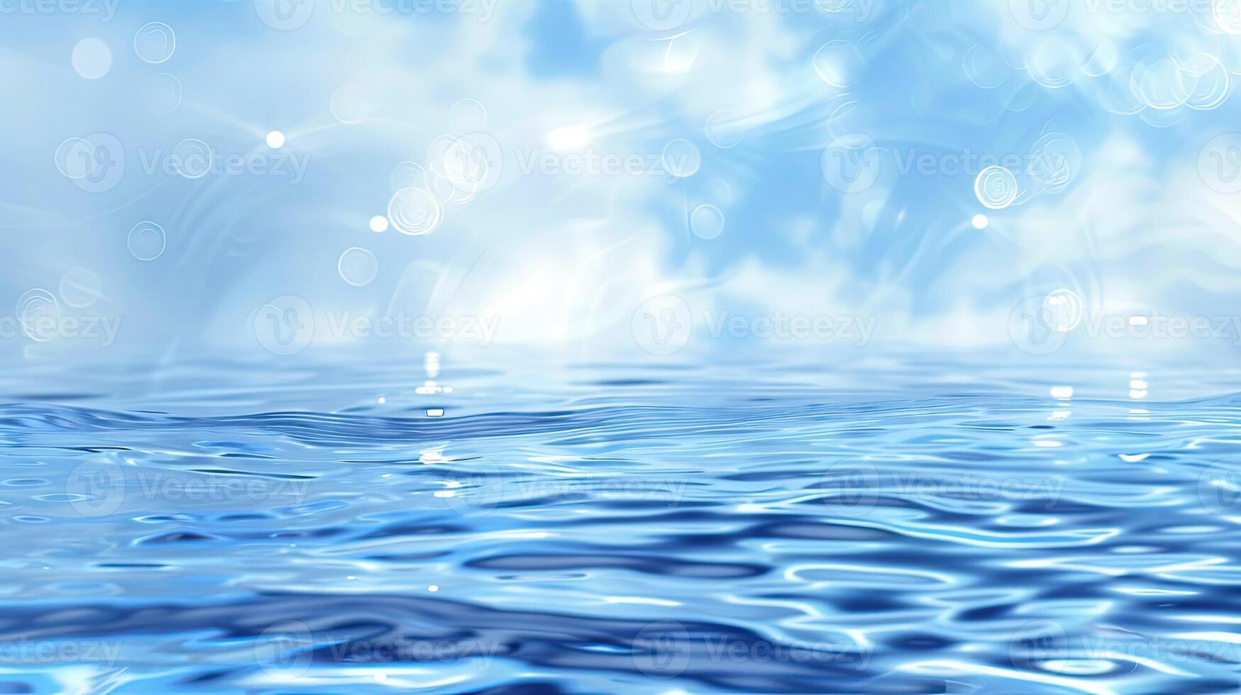 Water surface with bubbles and clouds in the background photo