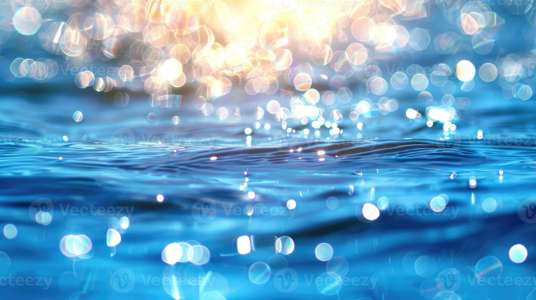 Water with bubbles and sunlight shining through photo