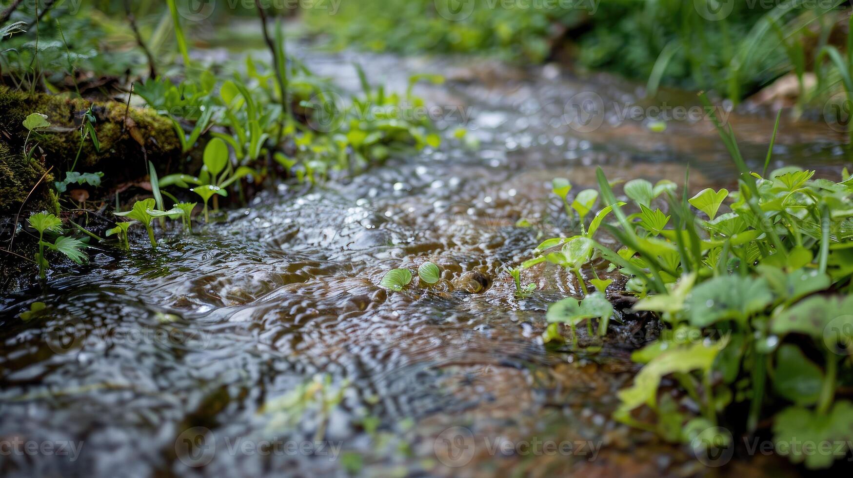 A stream of water running through a forest photo
