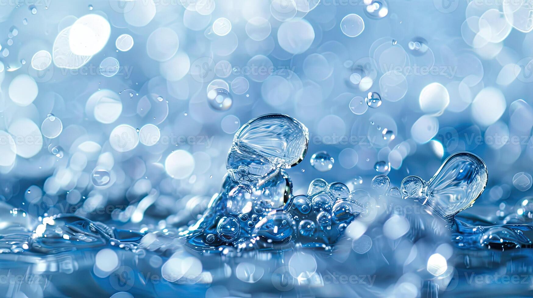 Water drops on a blue background photo