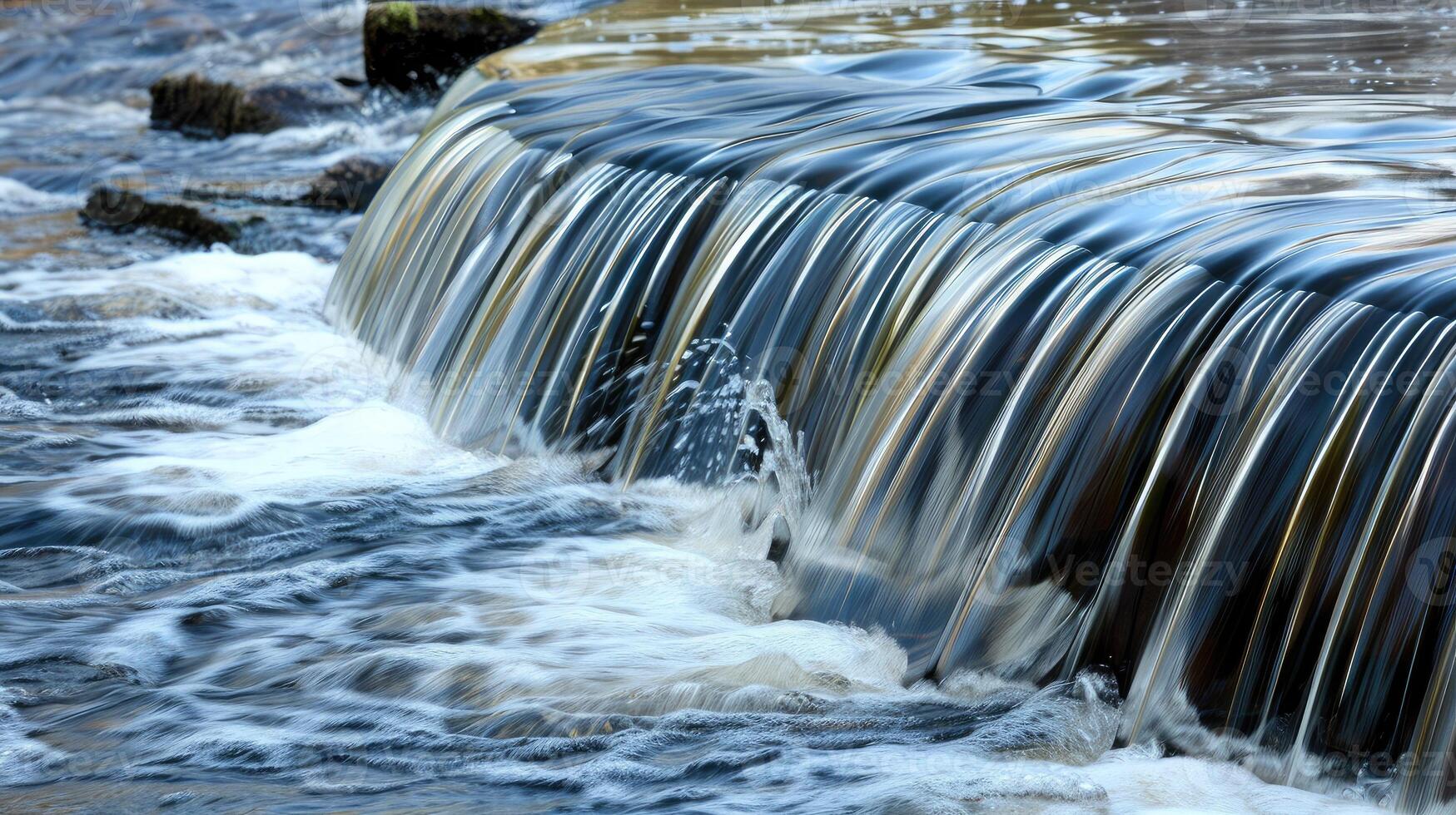A waterfall is flowing over rocks photo