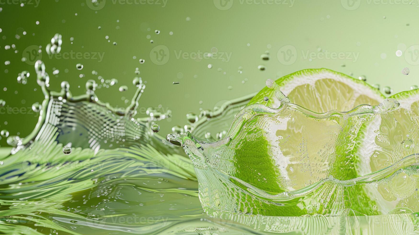 Lime slice in water splash photo