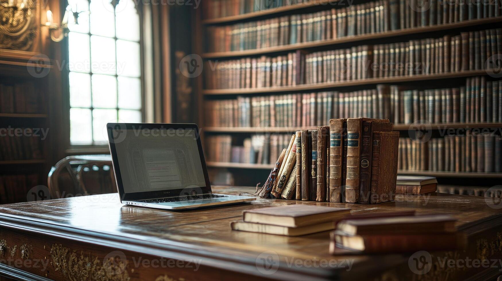 Laptop in library photo