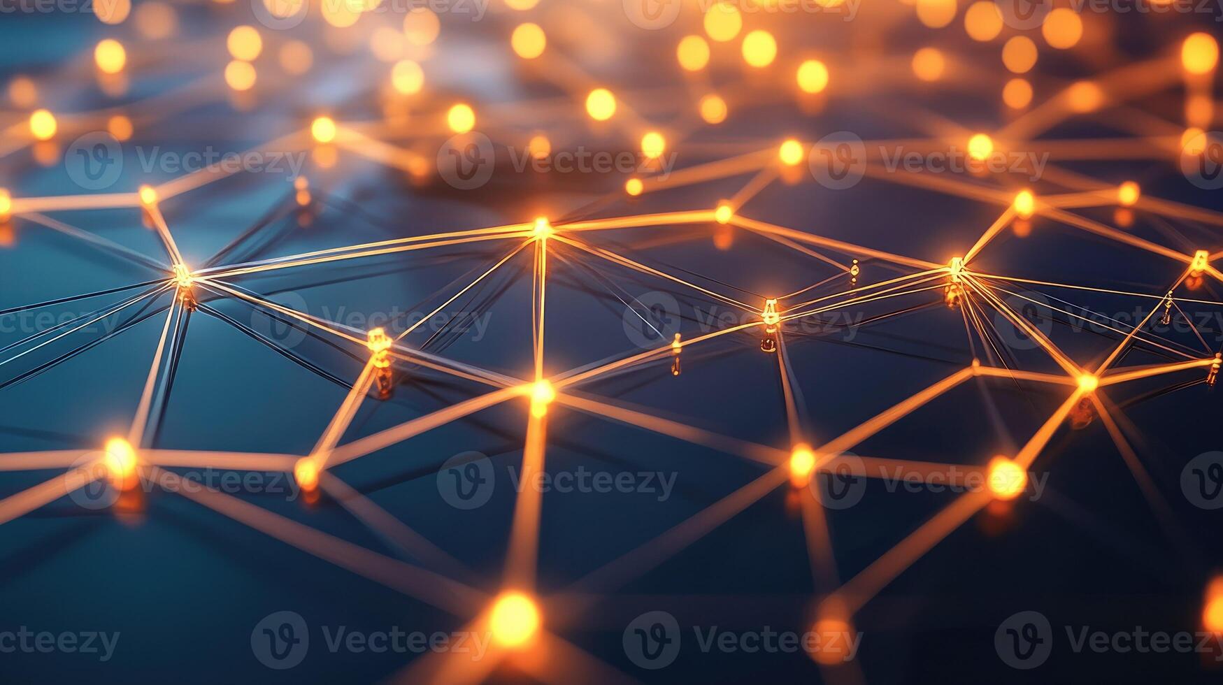 A network of lights and lines on a dark background photo