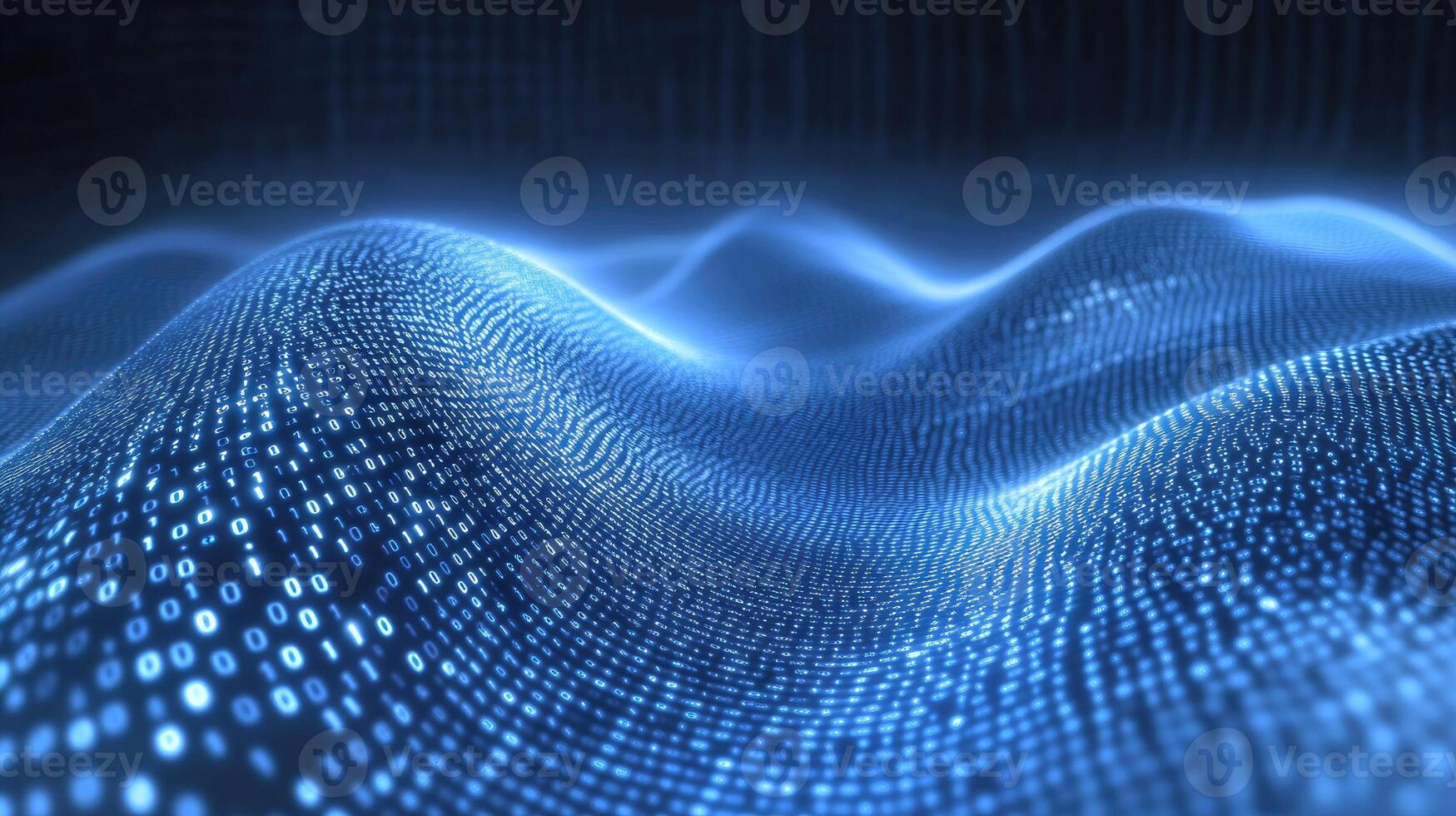 A wave of blue dots on a dark background photo