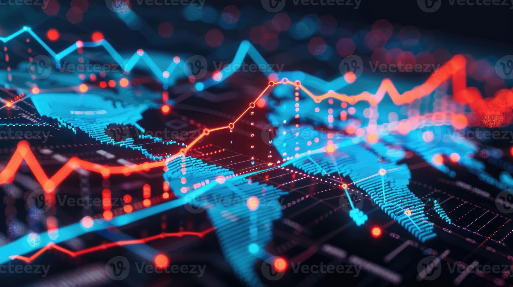 Market analysis with a digital globe and interconnected data points photo