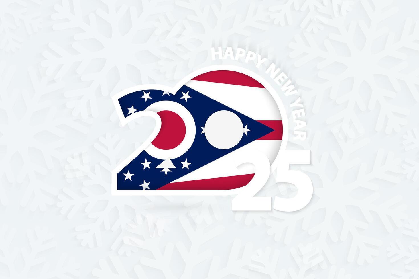 New Year 2025 for Ohio on snowflake background. vector