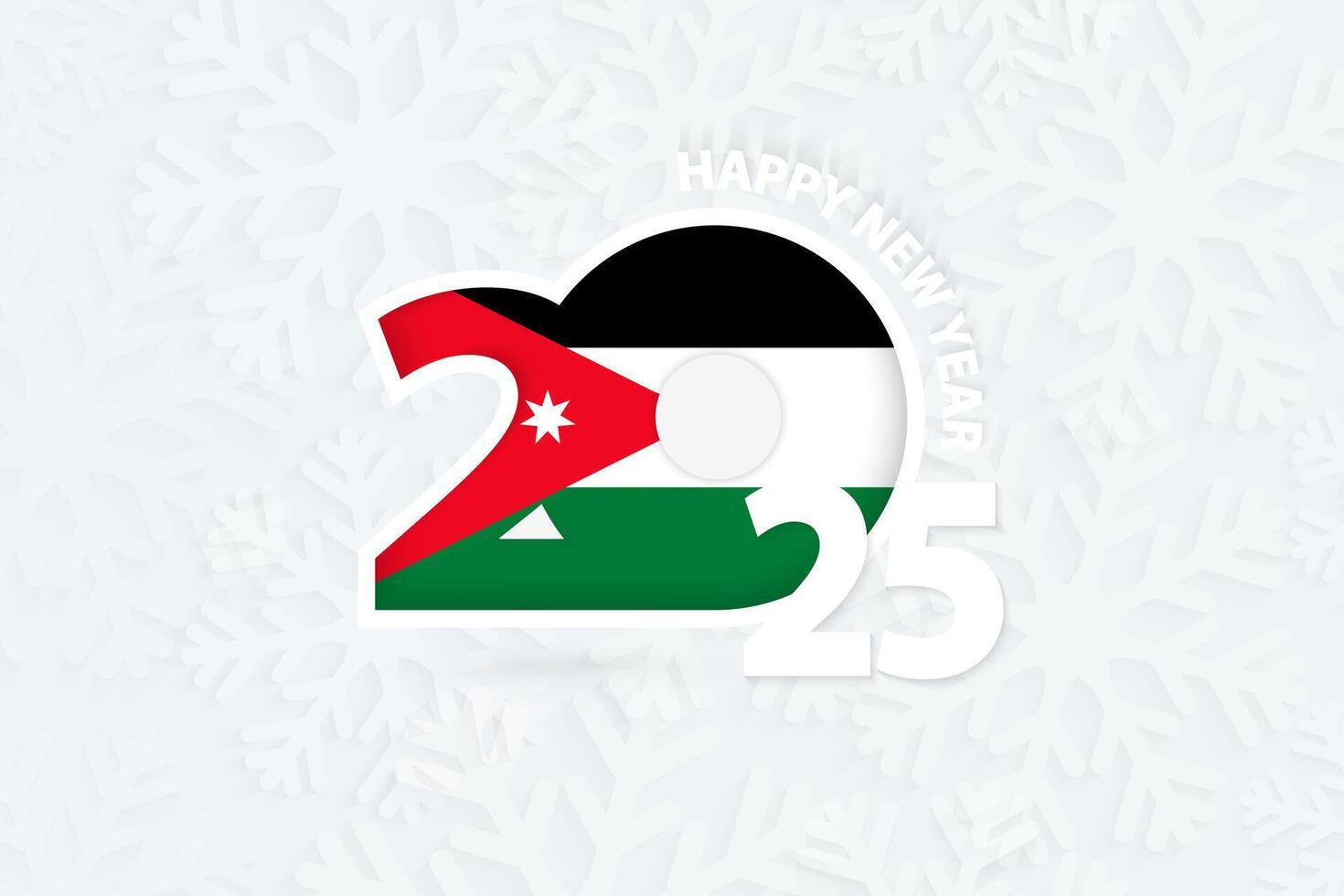 New Year 2025 for Jordan on snowflake background. vector