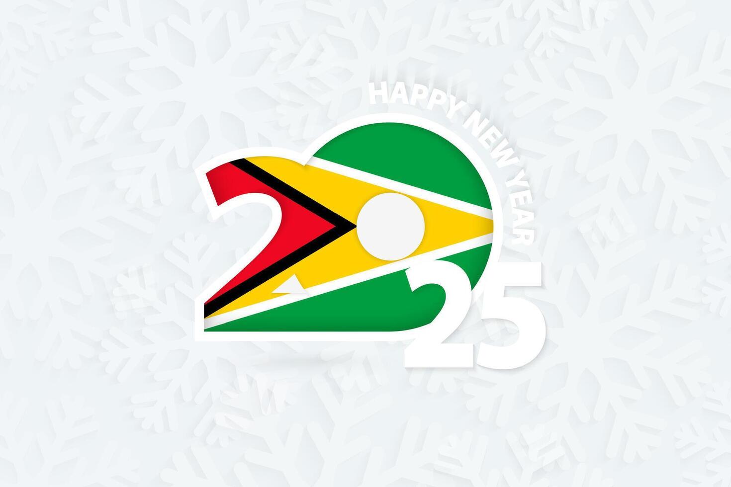 New Year 2025 for Guyana on snowflake background. vector