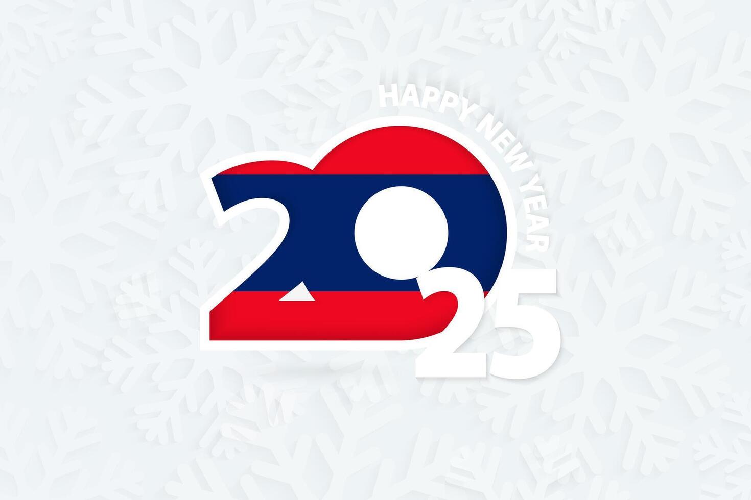 New Year 2025 for Laos on snowflake background. vector