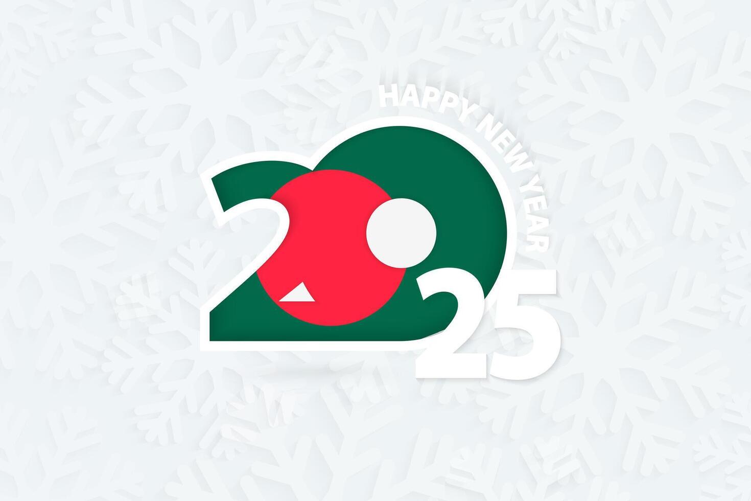 New Year 2025 for Bangladesh on snowflake background. vector