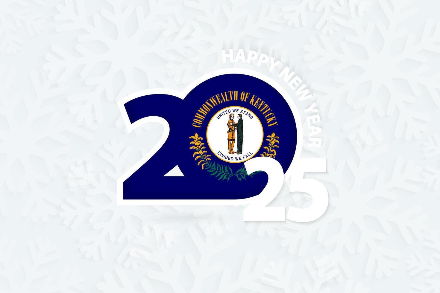 New Year 2025 for Kentucky on snowflake background. vector