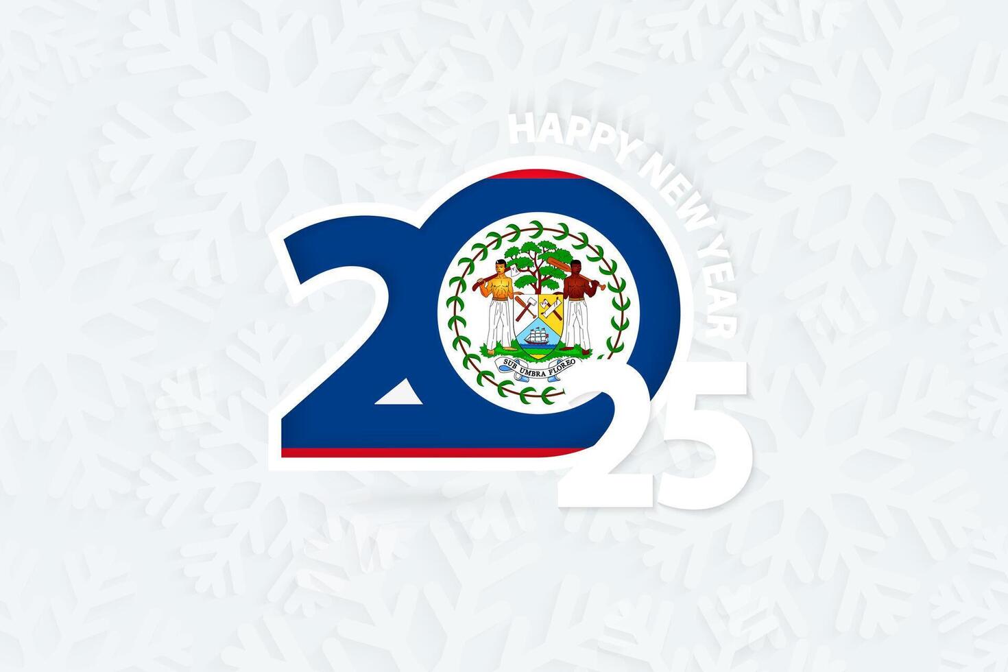 New Year 2025 for Belize on snowflake background. vector