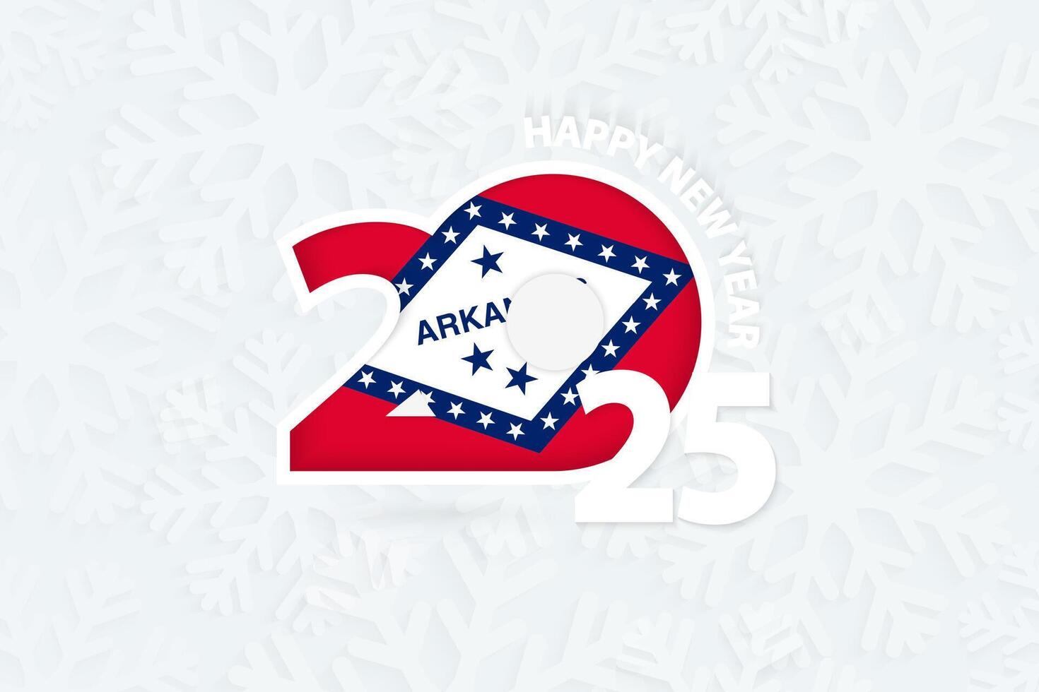 New Year 2025 for Arkansas on snowflake background. vector