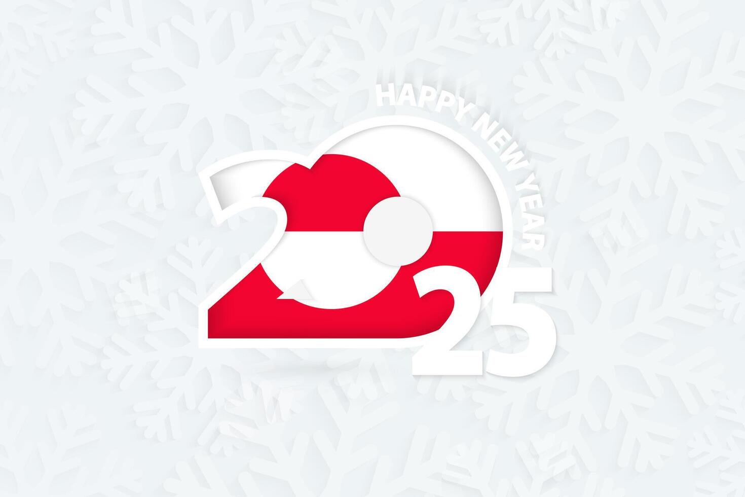 New Year 2025 for Greenland on snowflake background. vector