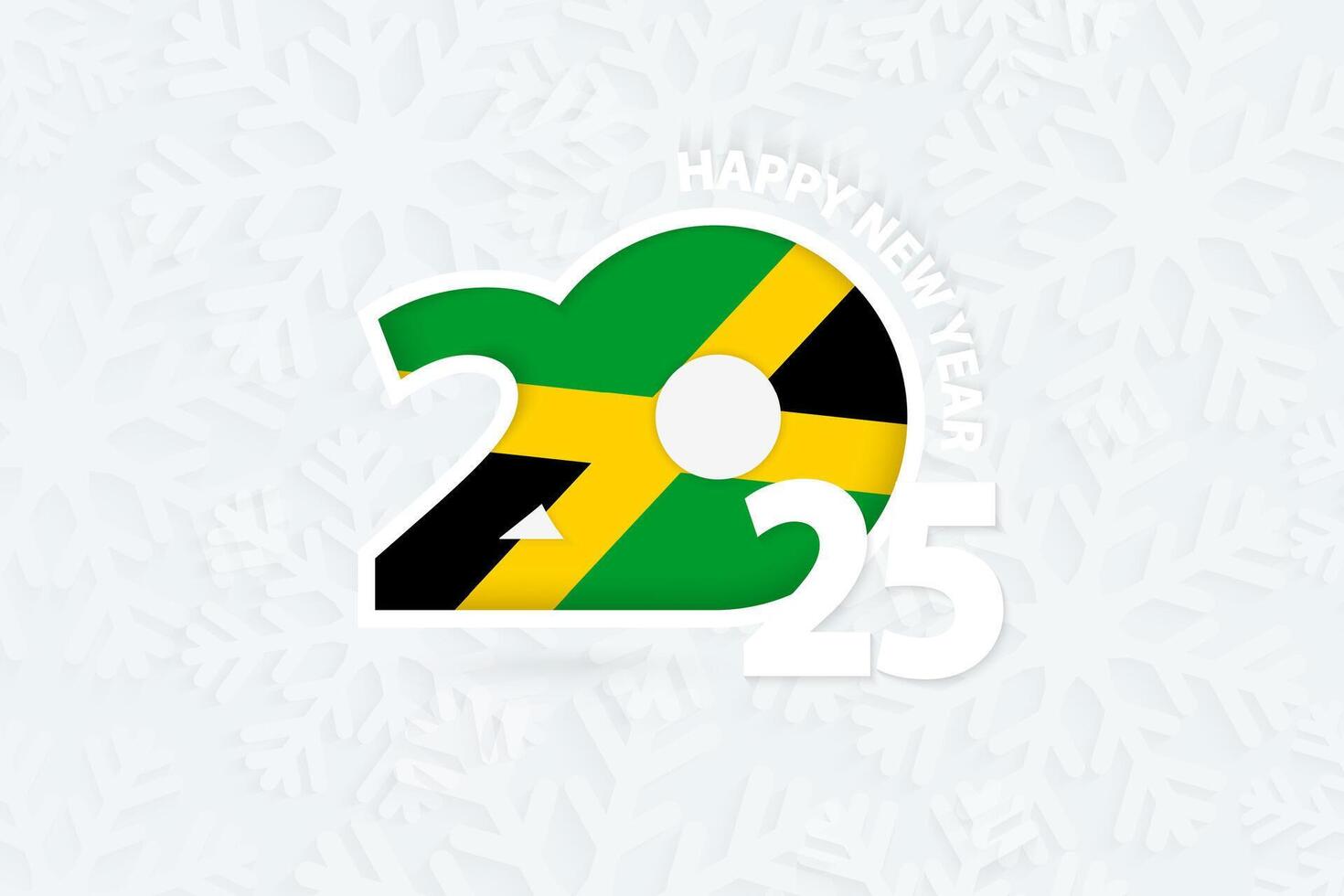 New Year 2025 for Jamaica on snowflake background. vector