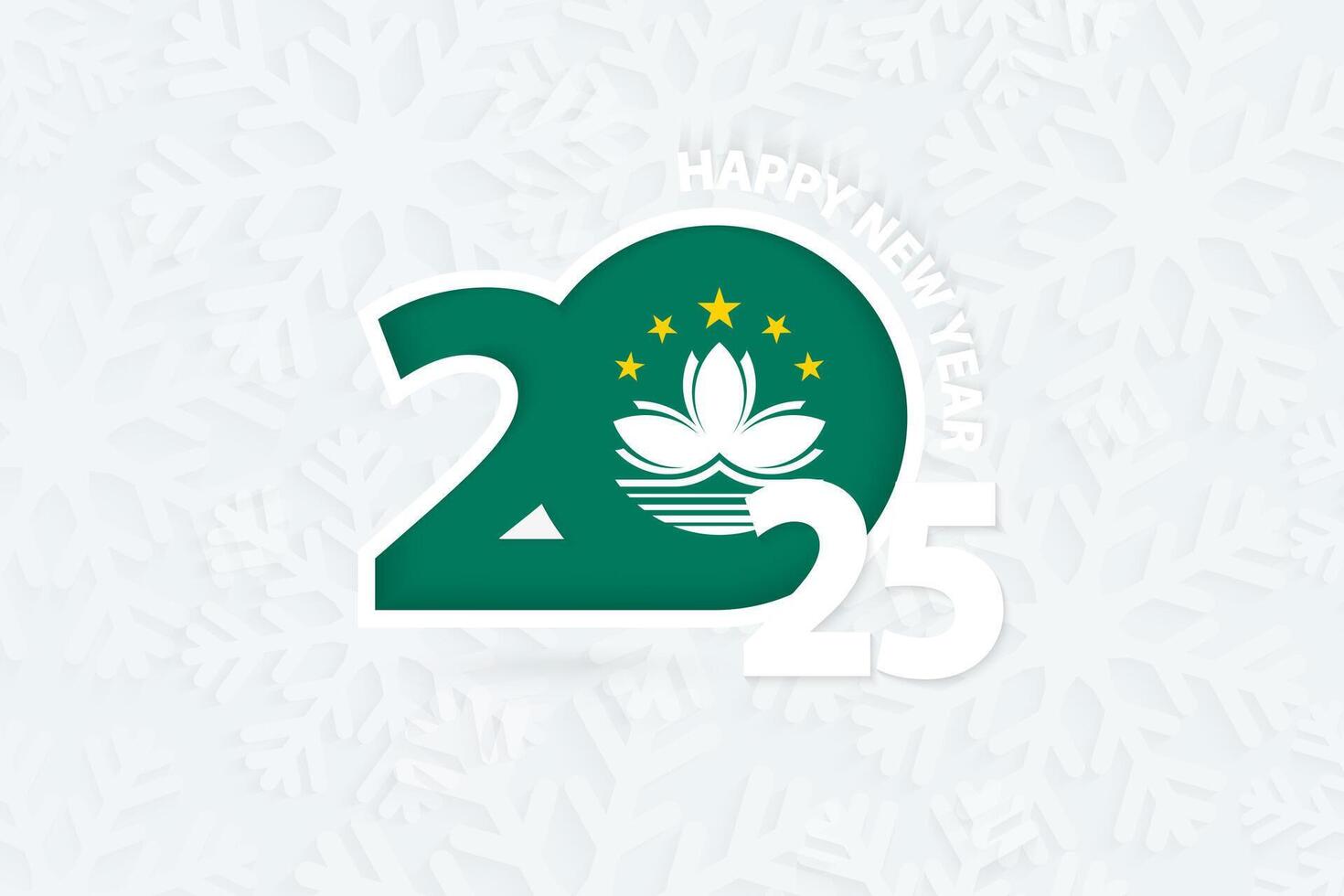 New Year 2025 for Macau on snowflake background. vector