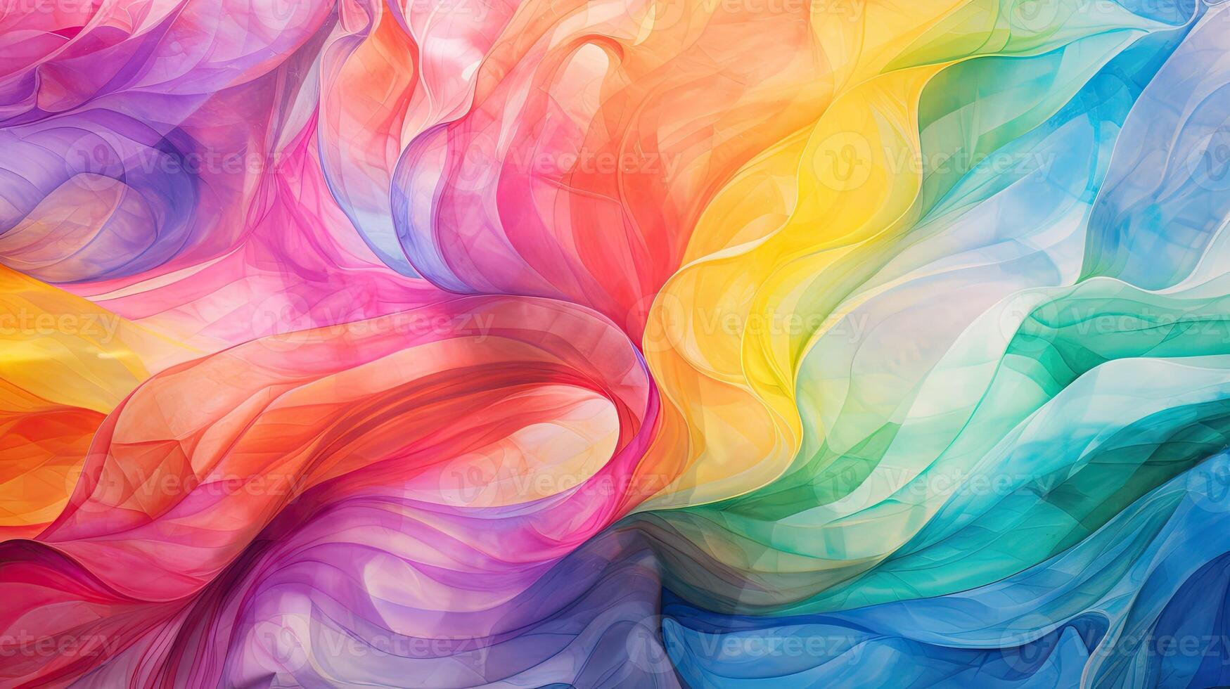 Close-up of swirling abstract patterns in rainbow hues photo