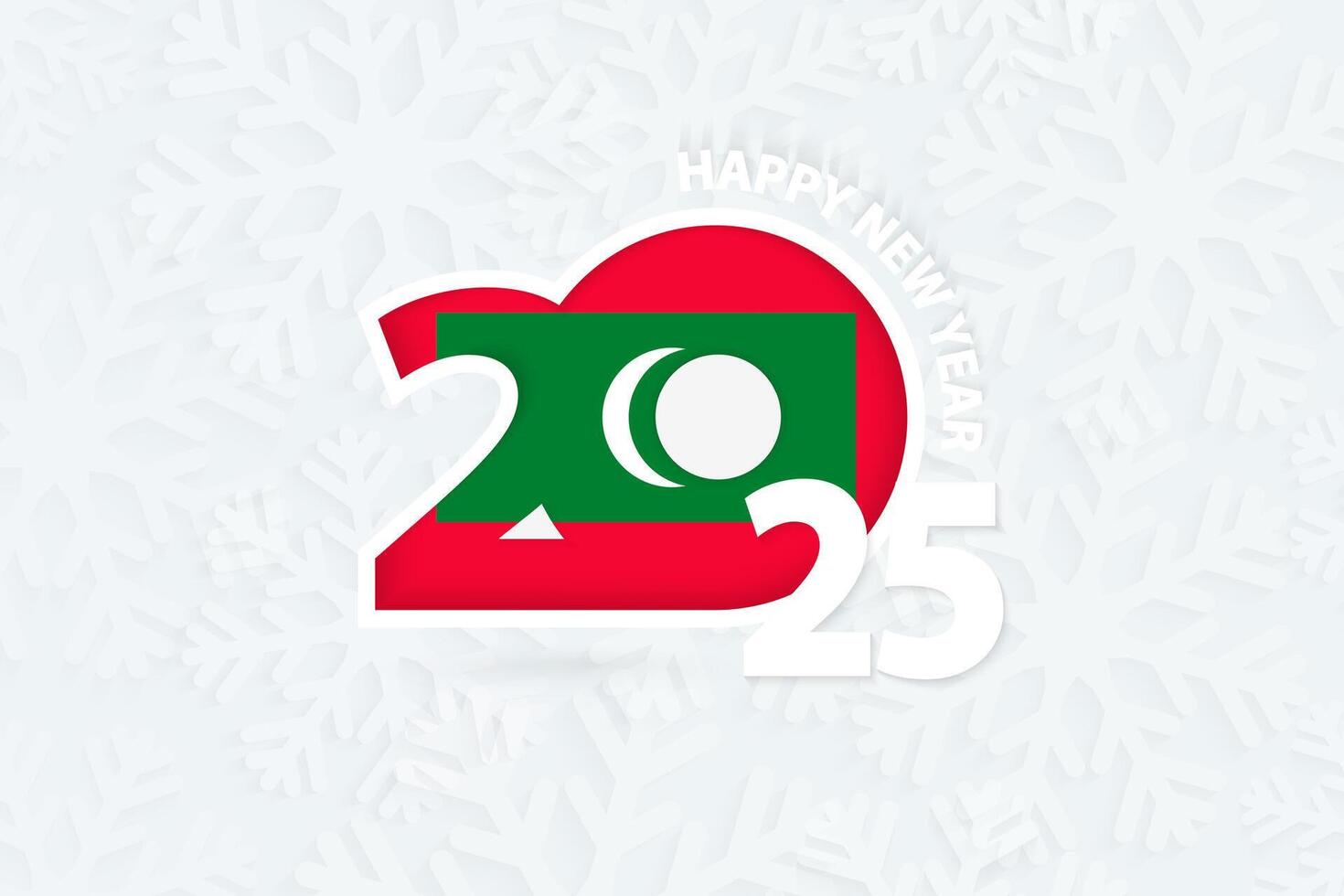 New Year 2025 for Maldives on snowflake background. vector