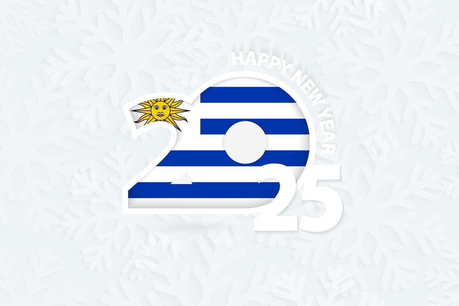 New Year 2025 for Uruguay on snowflake background. vector