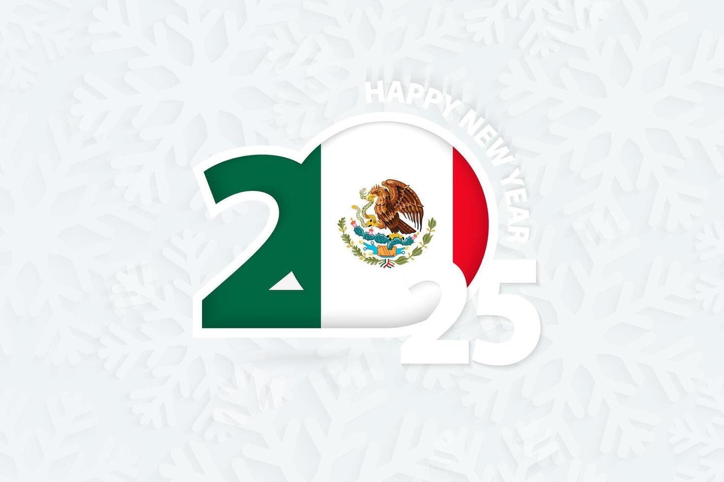 New Year 2025 for Mexico on snowflake background. vector