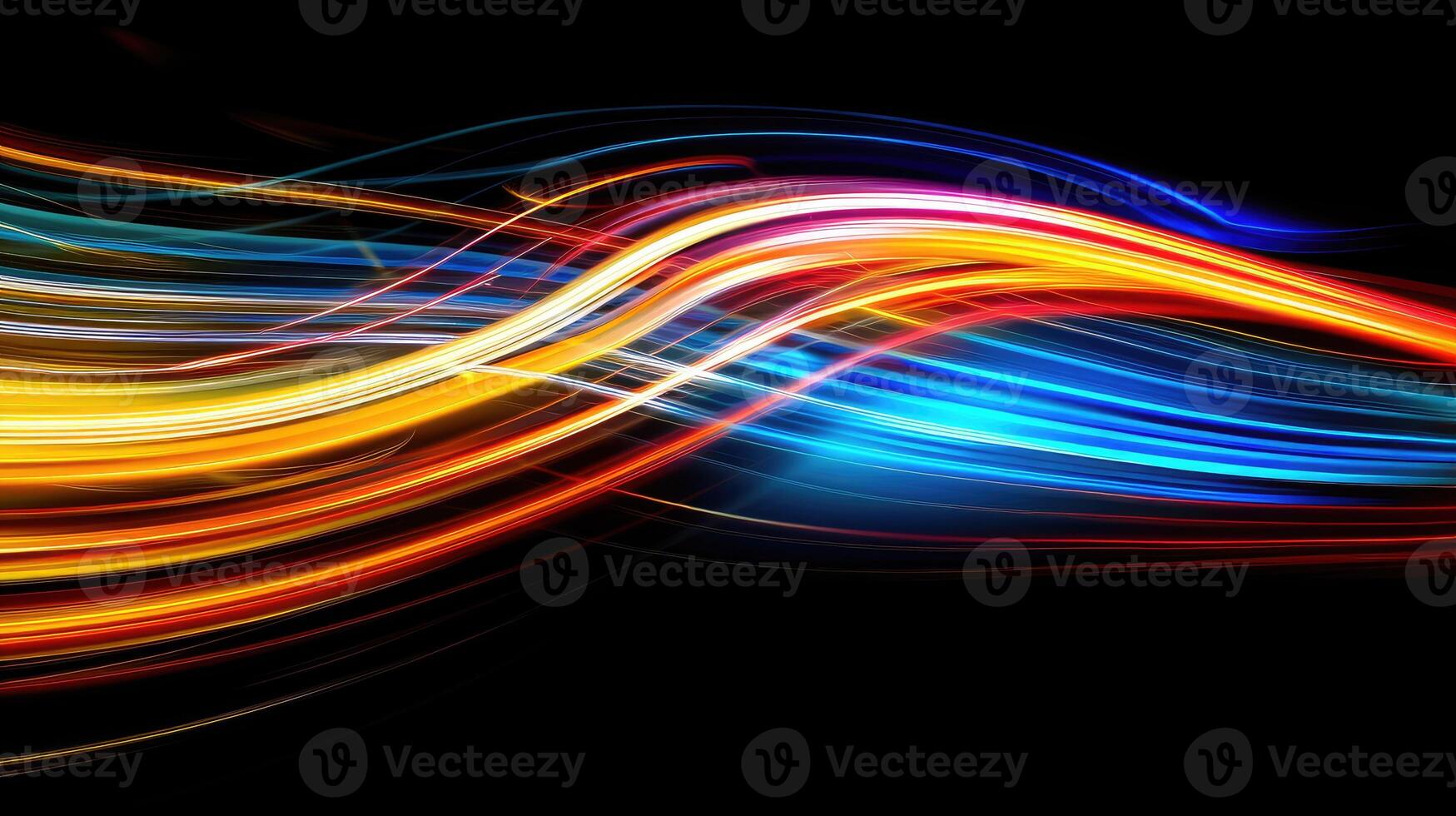 Abstract light waves on black background photo