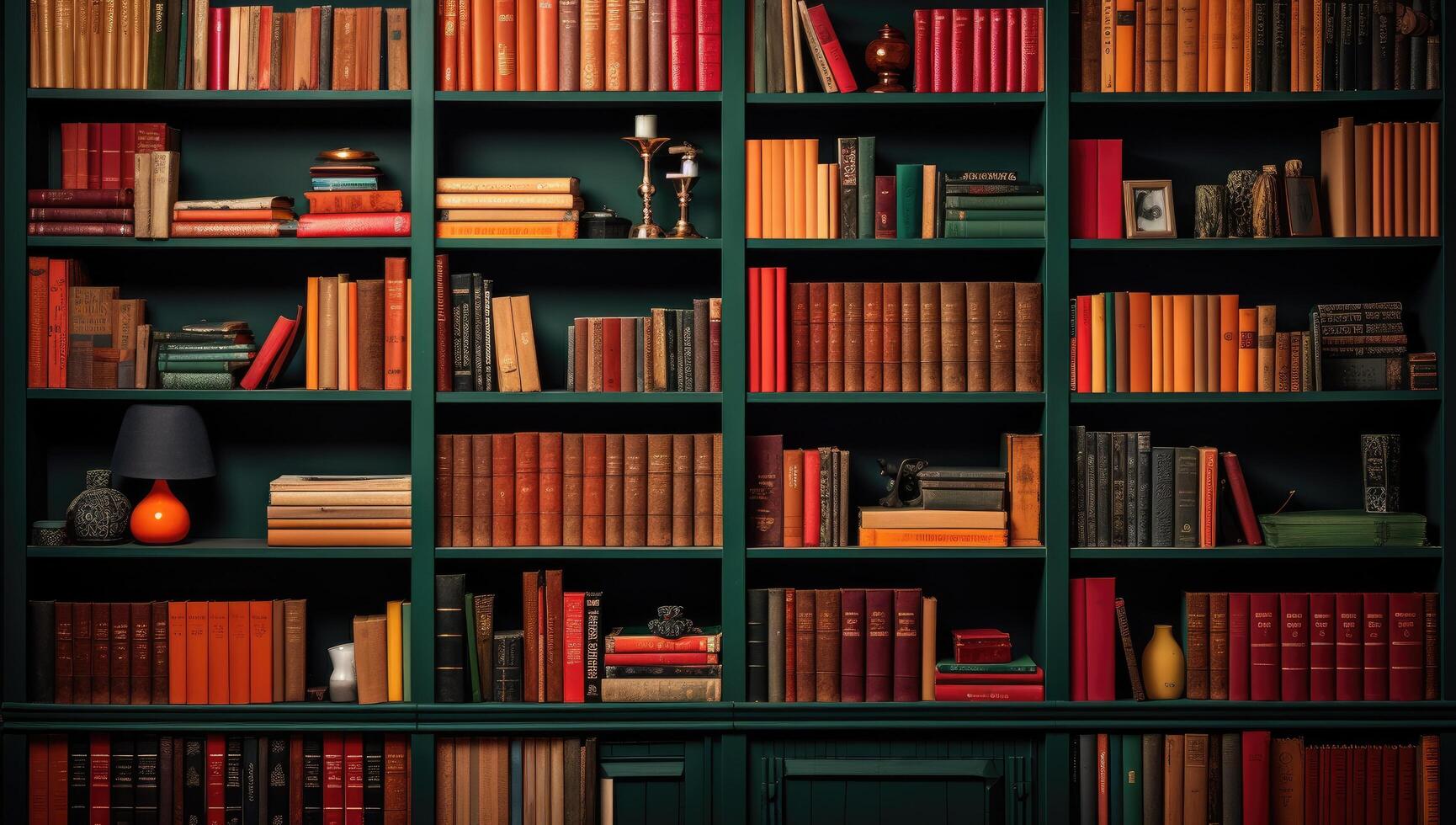 Cozy home library with vintage books and decor photo