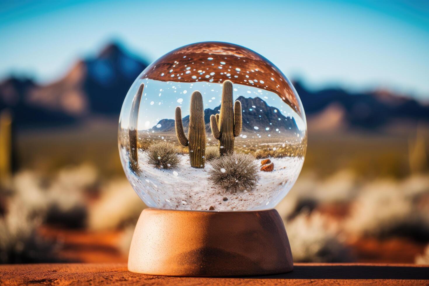 desert snow globe with cactus scene photo