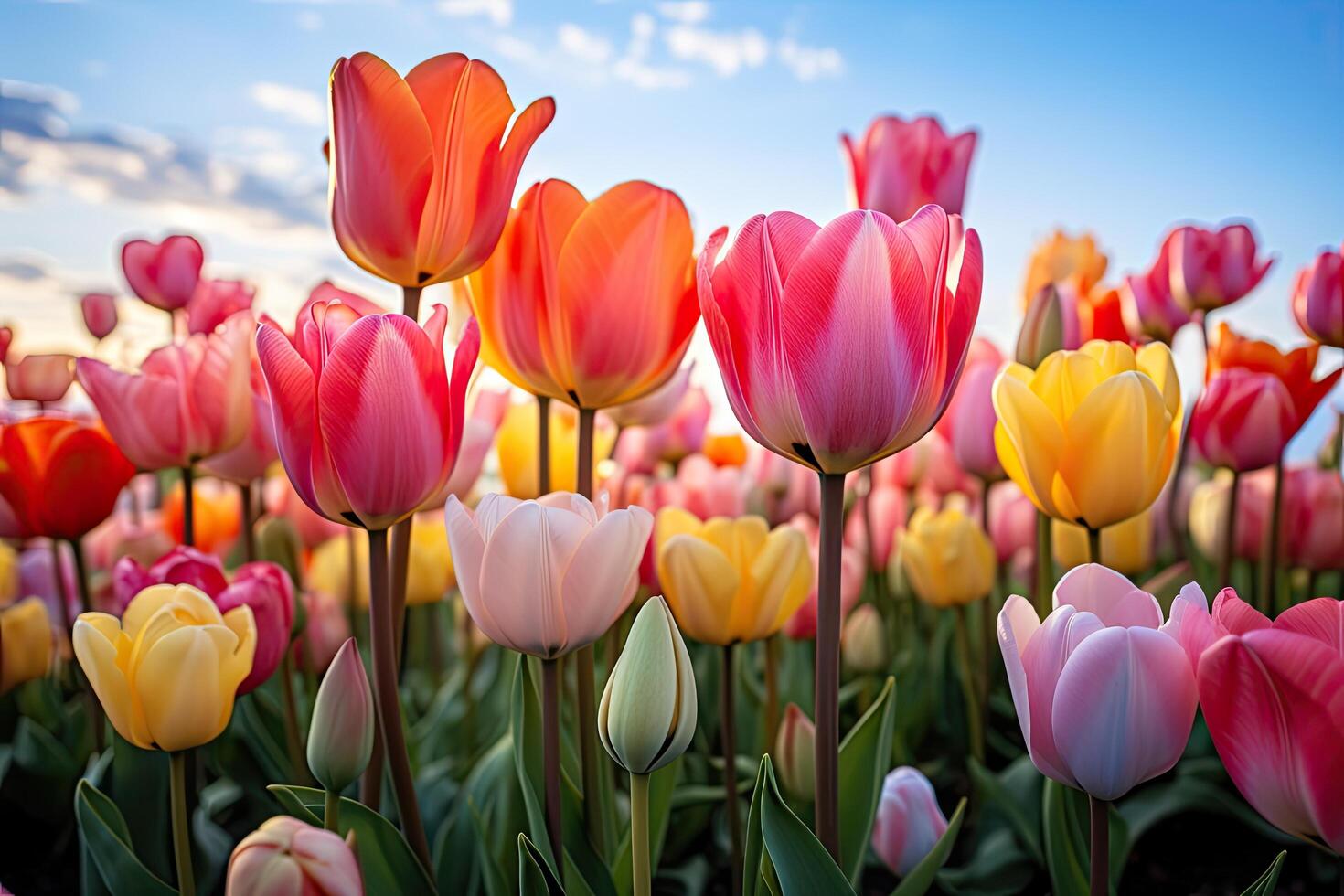 Vibrant tulip field in bloom photo