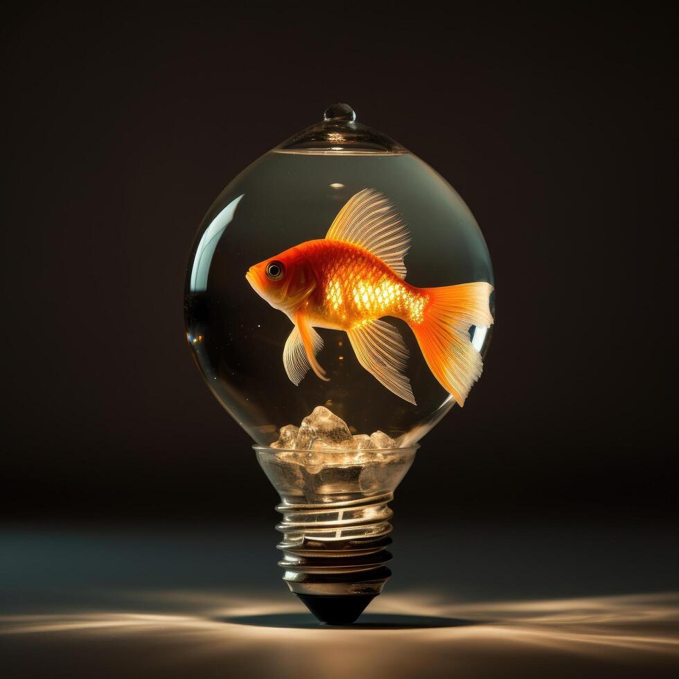 Goldfish in a light bulb photo