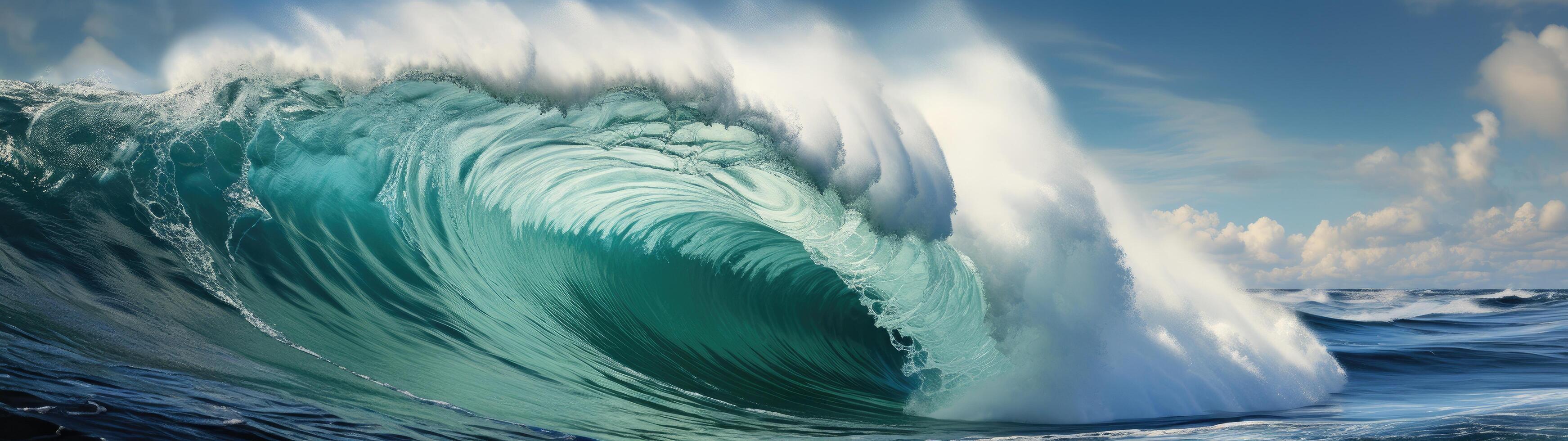 Powerful ocean wave crashing photo