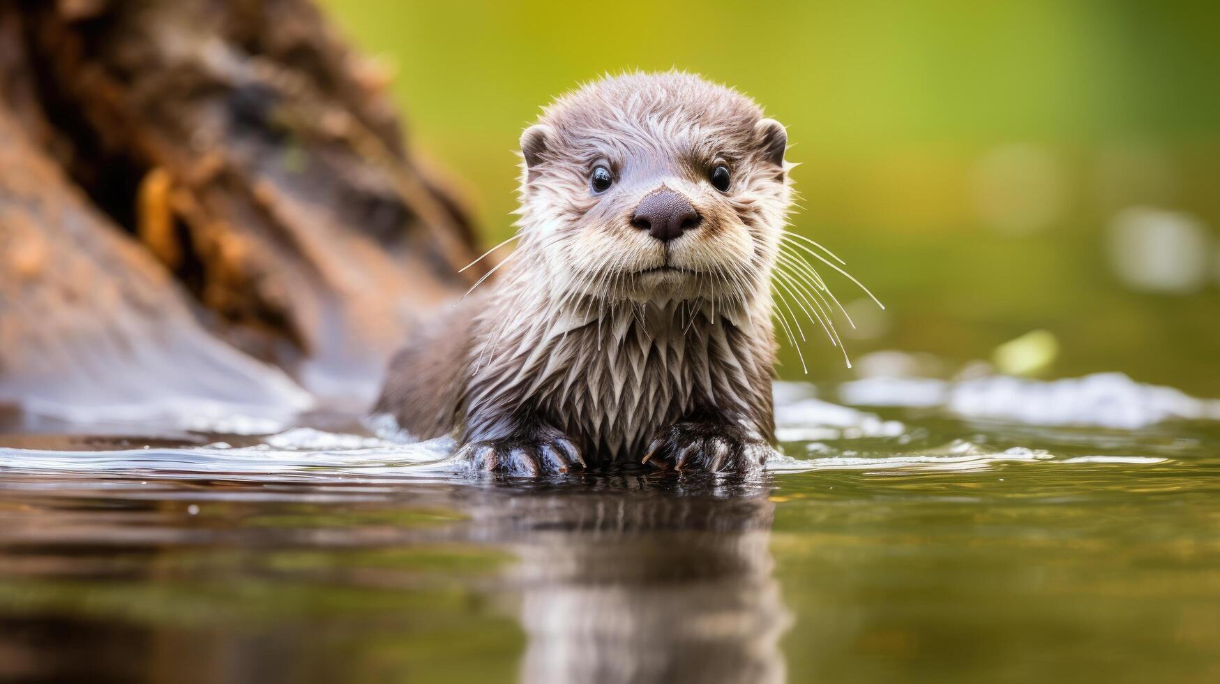 Curious otter in the water photo