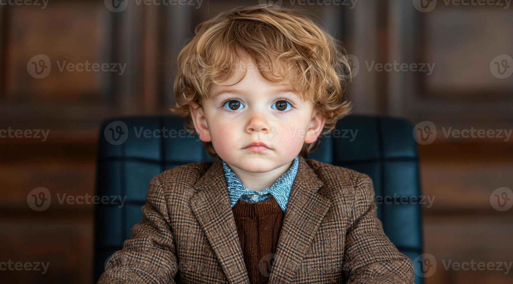 Serious young boy in formal attire photo