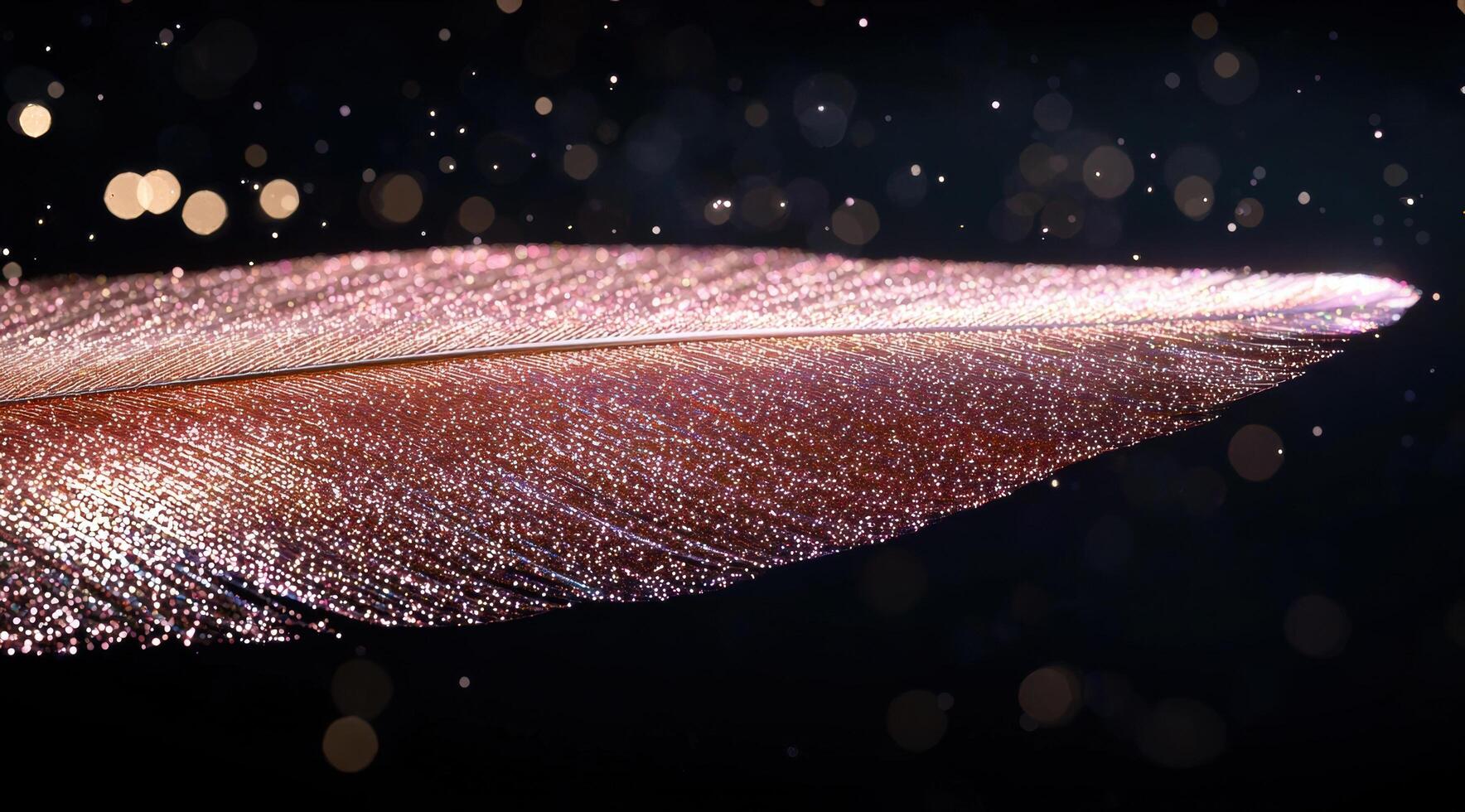 Glittering feather against a dark background photo
