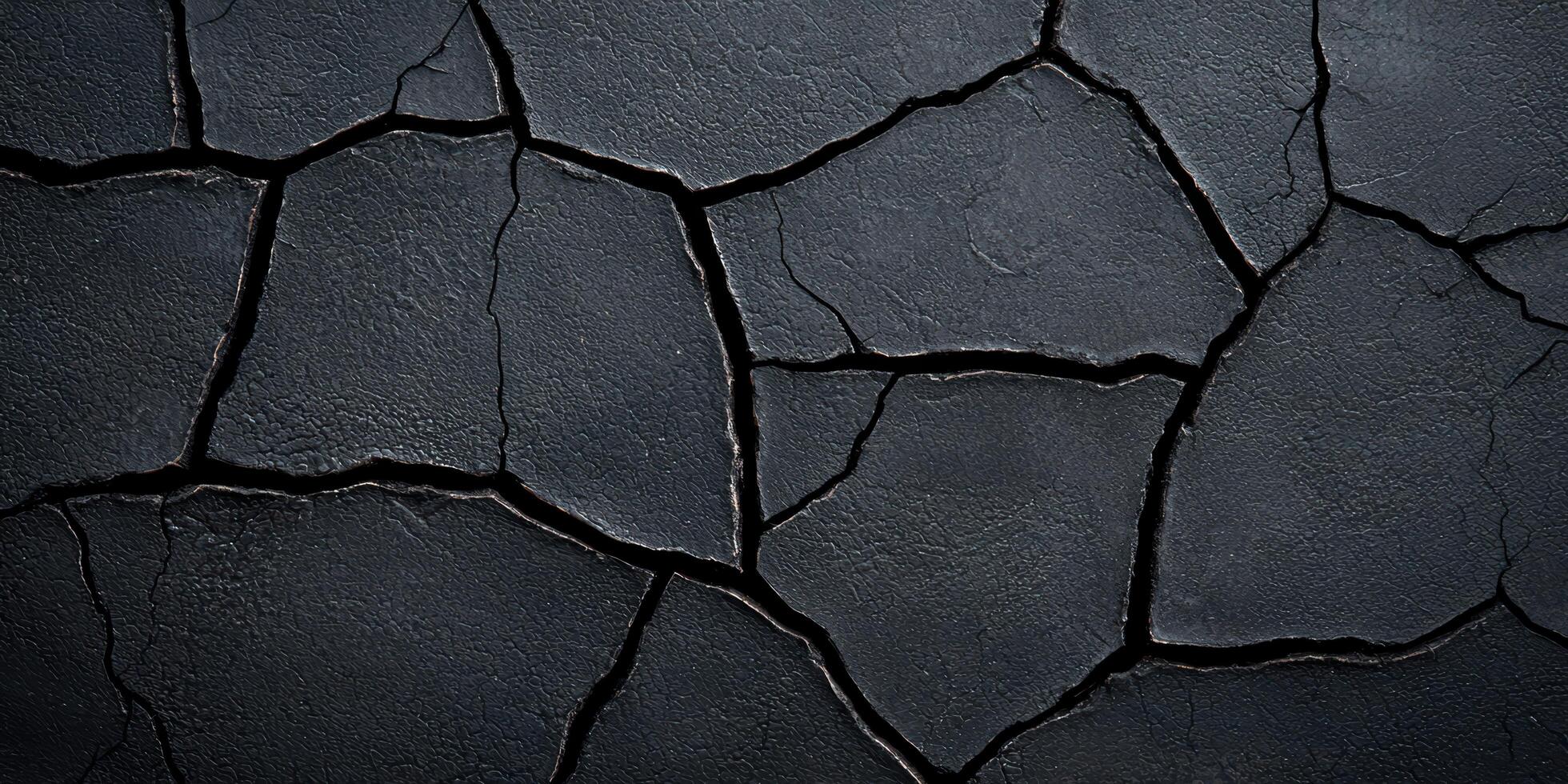 Cracked black surface texture photo