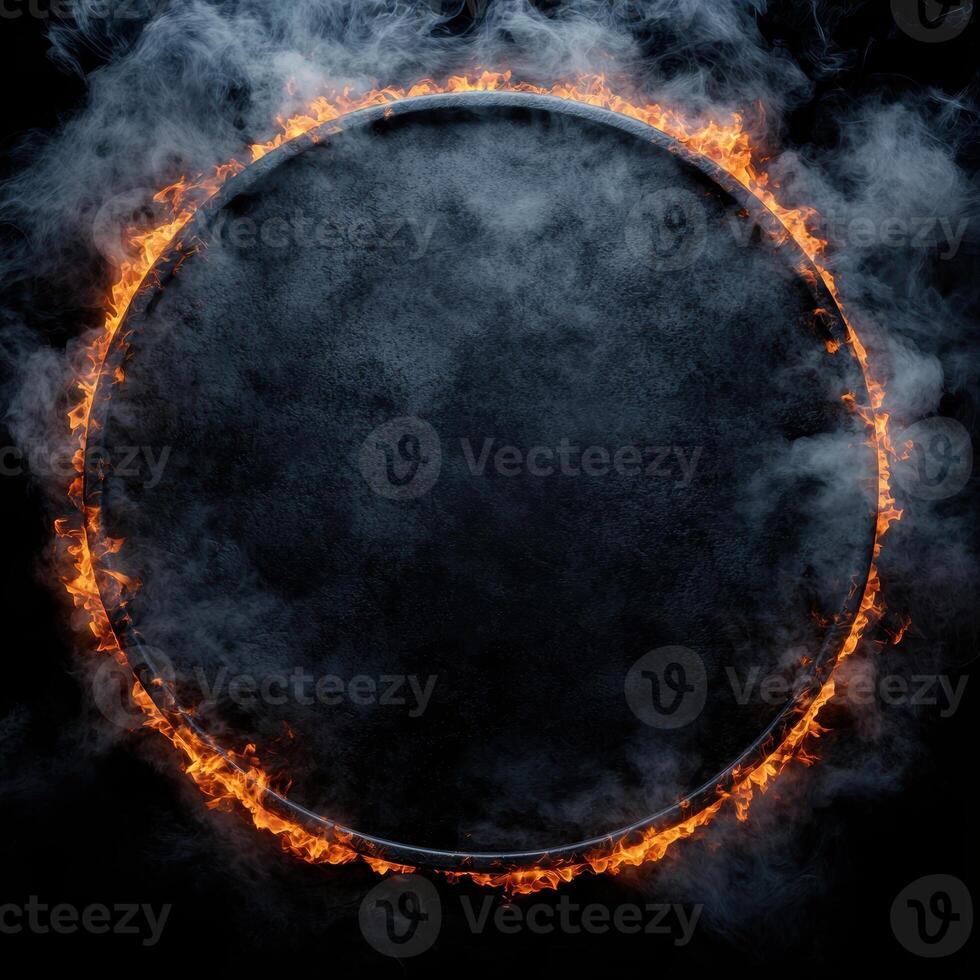Fiery ring of smoke and flames photo