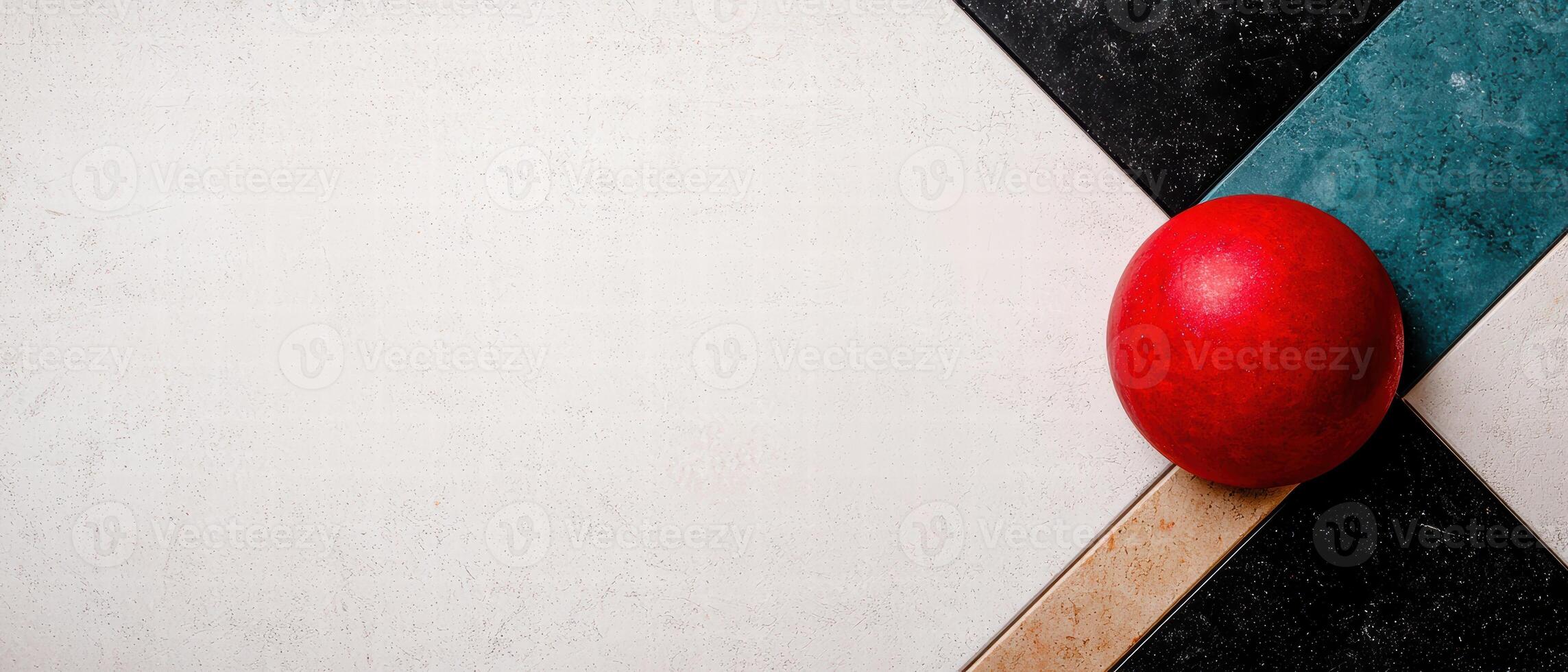 red apple on abstract geometric background photo