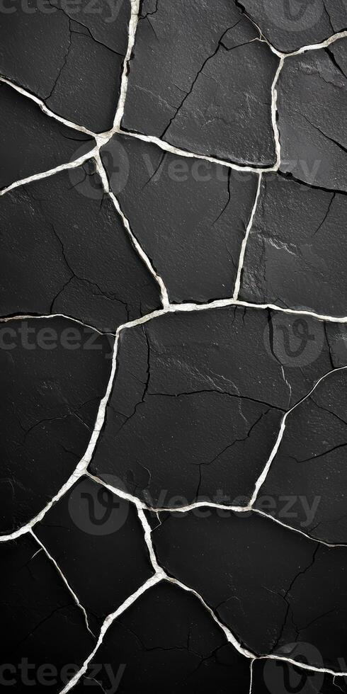 Cracked black slate background photo