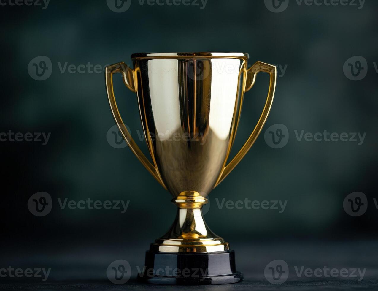 golden trophy on dark background photo